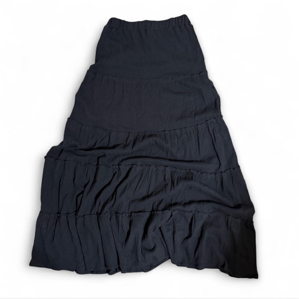 Haute Society Boho Cotton Gauze Maxi Skirt Black Women Size S Casual Hippie EUC